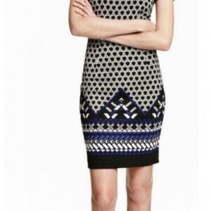H&M Black and Blue Geometric Mini Dress